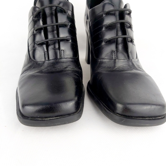 𝅺Caprice vintage leather ankle laced black heeled shoes made in Brazil size 37 - Picture 5 of 11